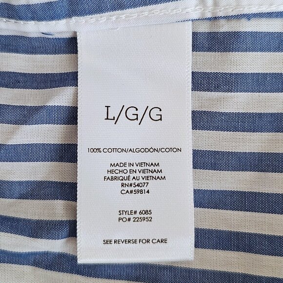 CAbi Striped Long Sleeve Button Up Prep School  Shirt 6085, L, White & Blue - Picture 7 of 9